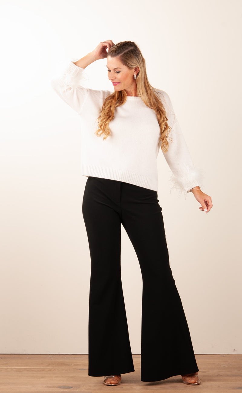 Pullover „Federn“ Creme