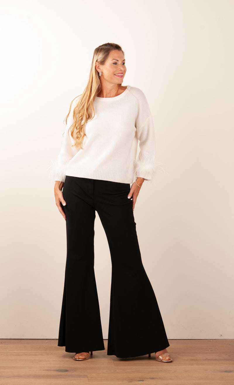 Pullover „Federn“ Creme