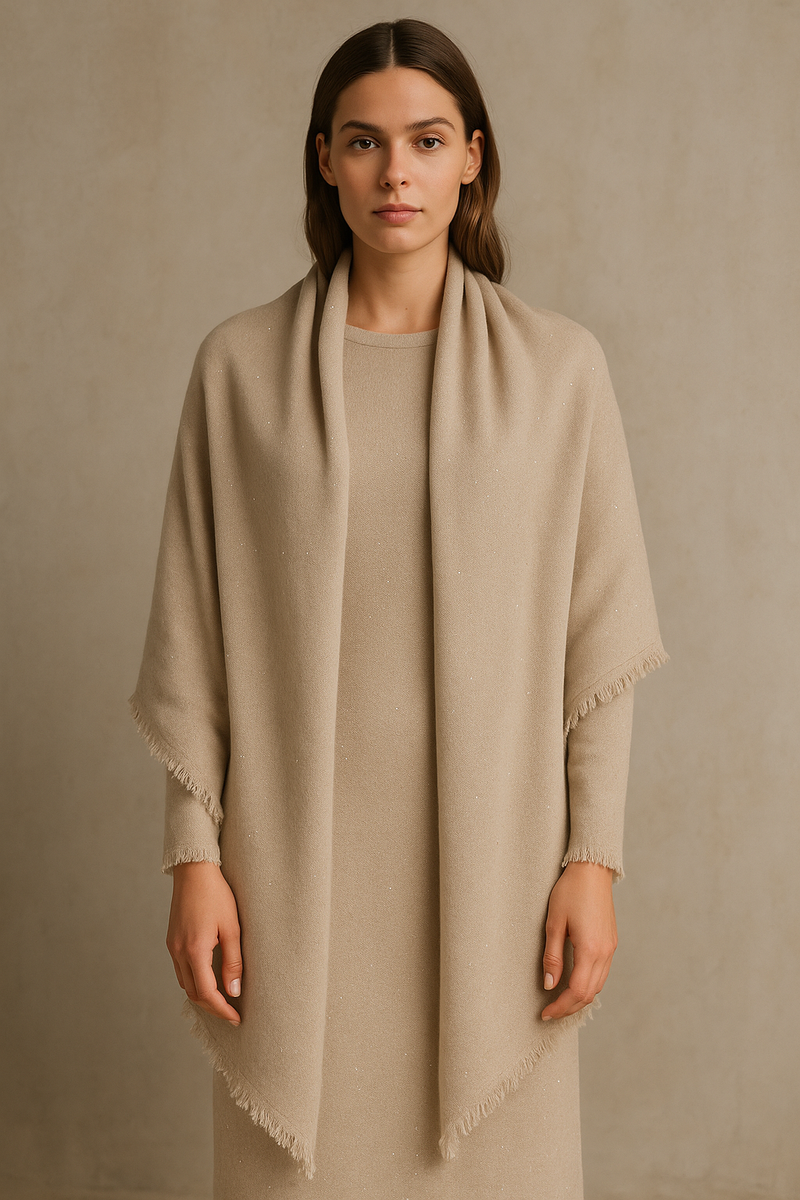 Schal „Pailletten“ Beige