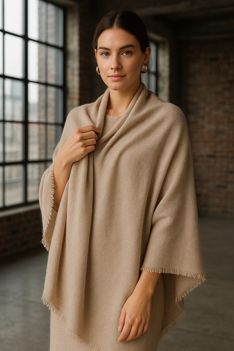 Schal „Pailletten“ Beige