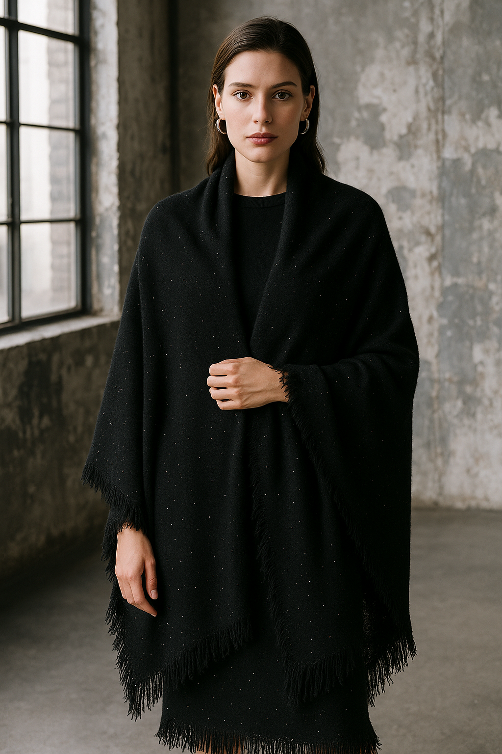 Schal „Pailletten“ Schwarz