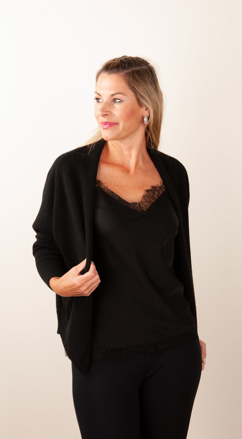 Strickjacke „Pailletten“ Schwarz