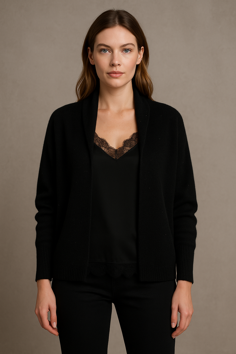 Strickjacke „Pailletten“ Schwarz