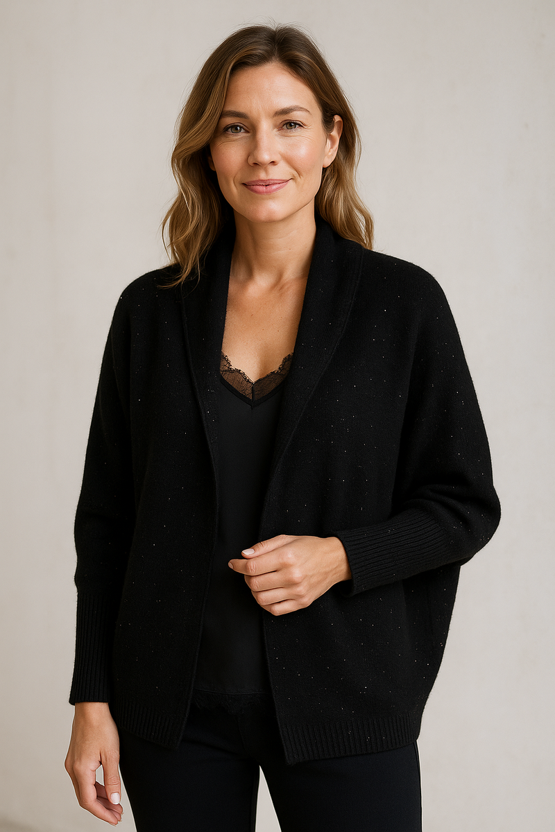 Strickjacke „Pailletten“ Schwarz