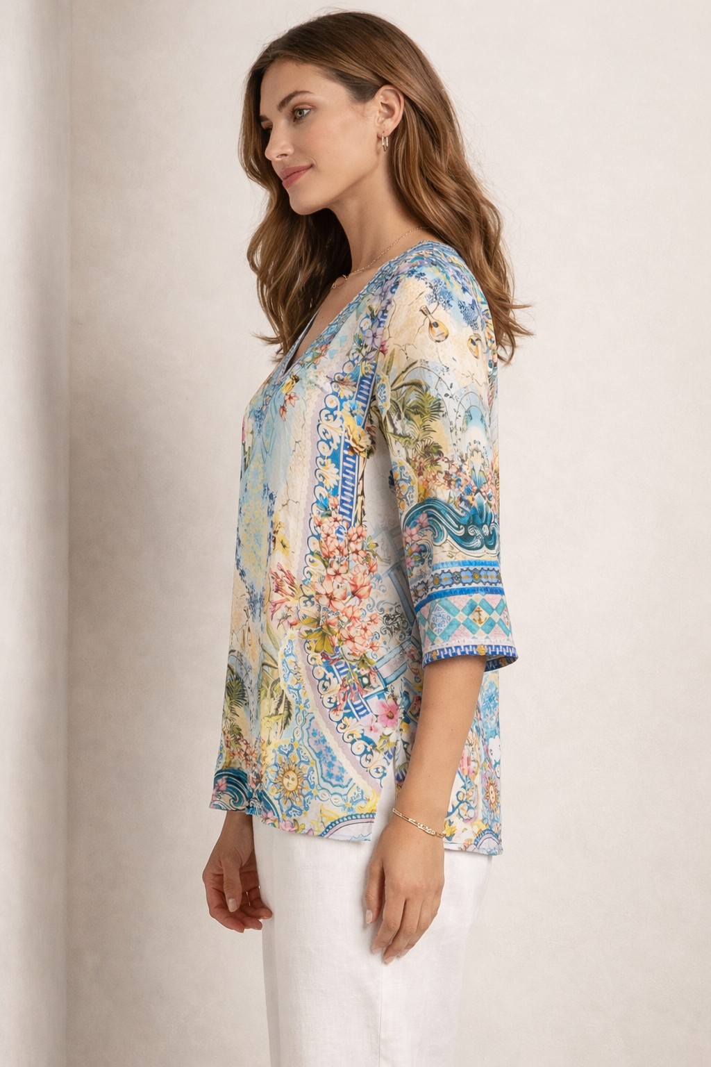 Blusenshirt „Dolce Vita“ Gelb | Blau | Multicolor