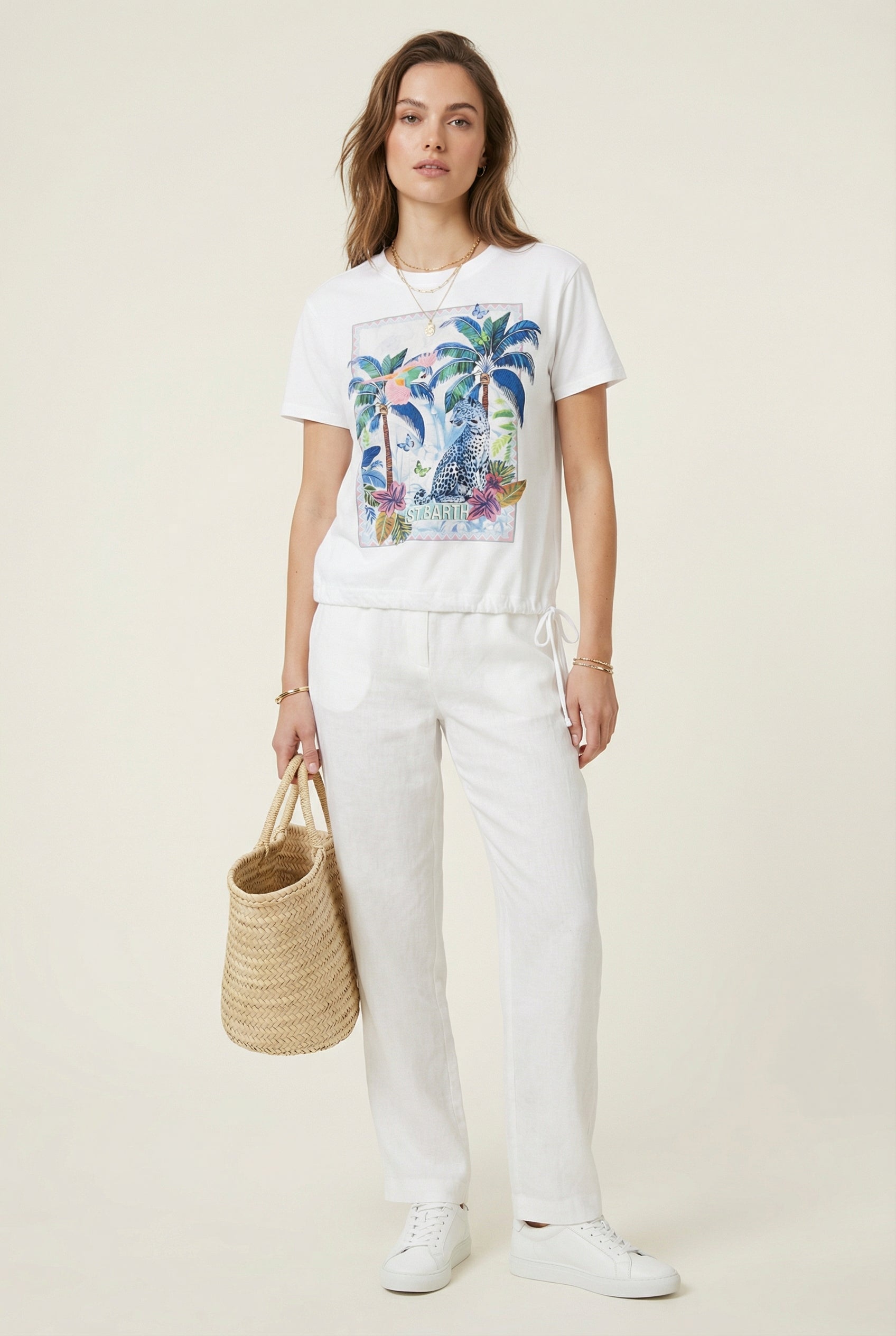 T-Shirt „St. Barth“ Weiß | Multicolor