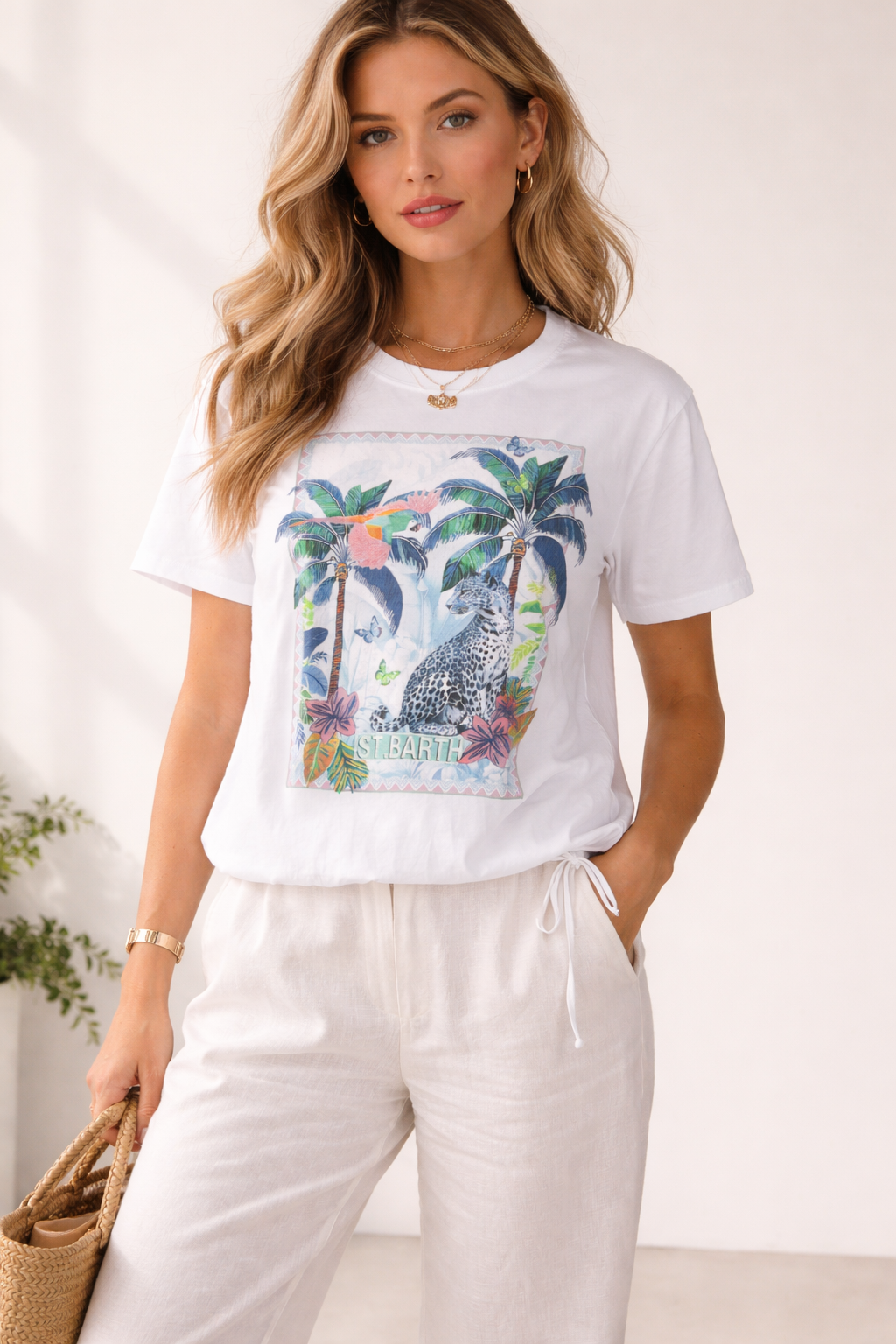 T-Shirt „St. Barth“ Weiß | Multicolor