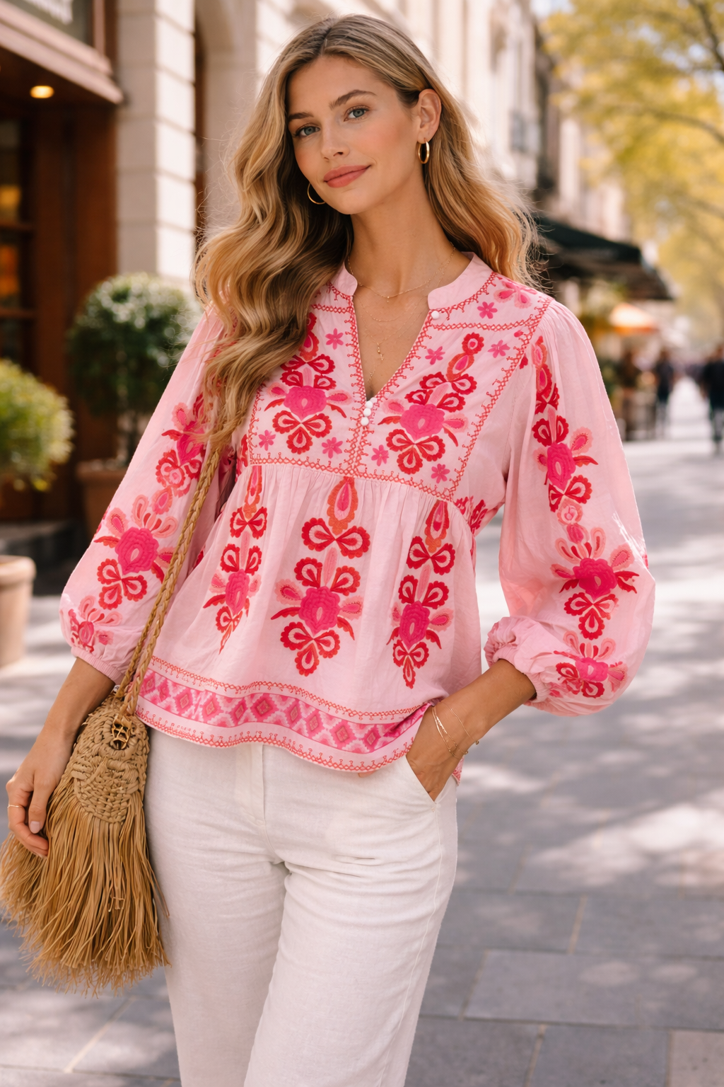 Bluse „Floral & Ethno“ Rosa | Rot | Pink