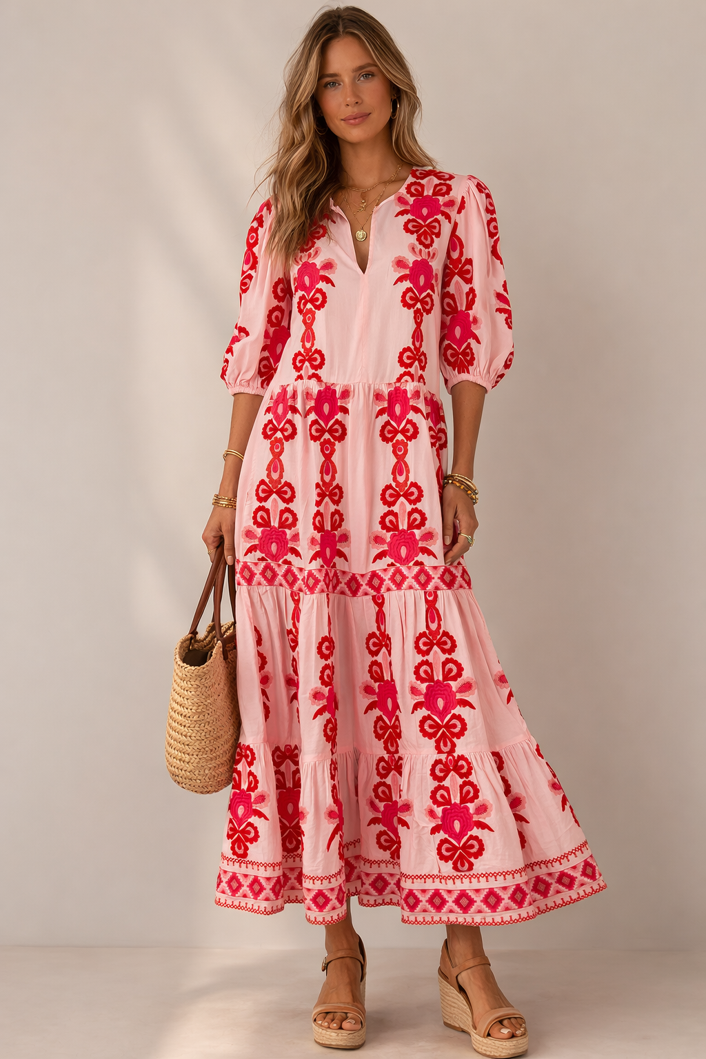 Kleid „FLORAL & ETHNO“ ROSA | ROT | PINK