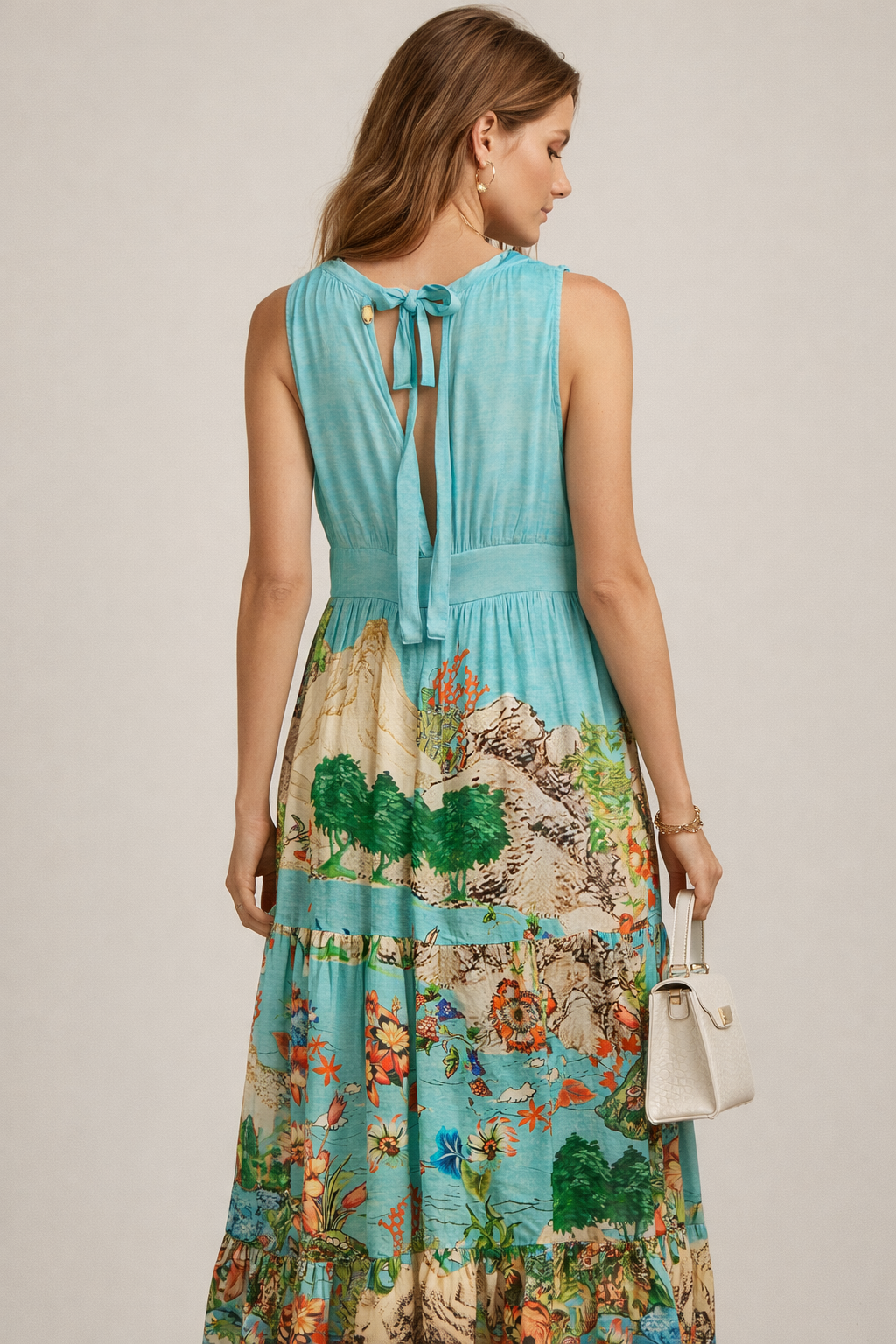 Statement-Kleid „LANDSCAPE-PRINT“ Türkis | Multicolor