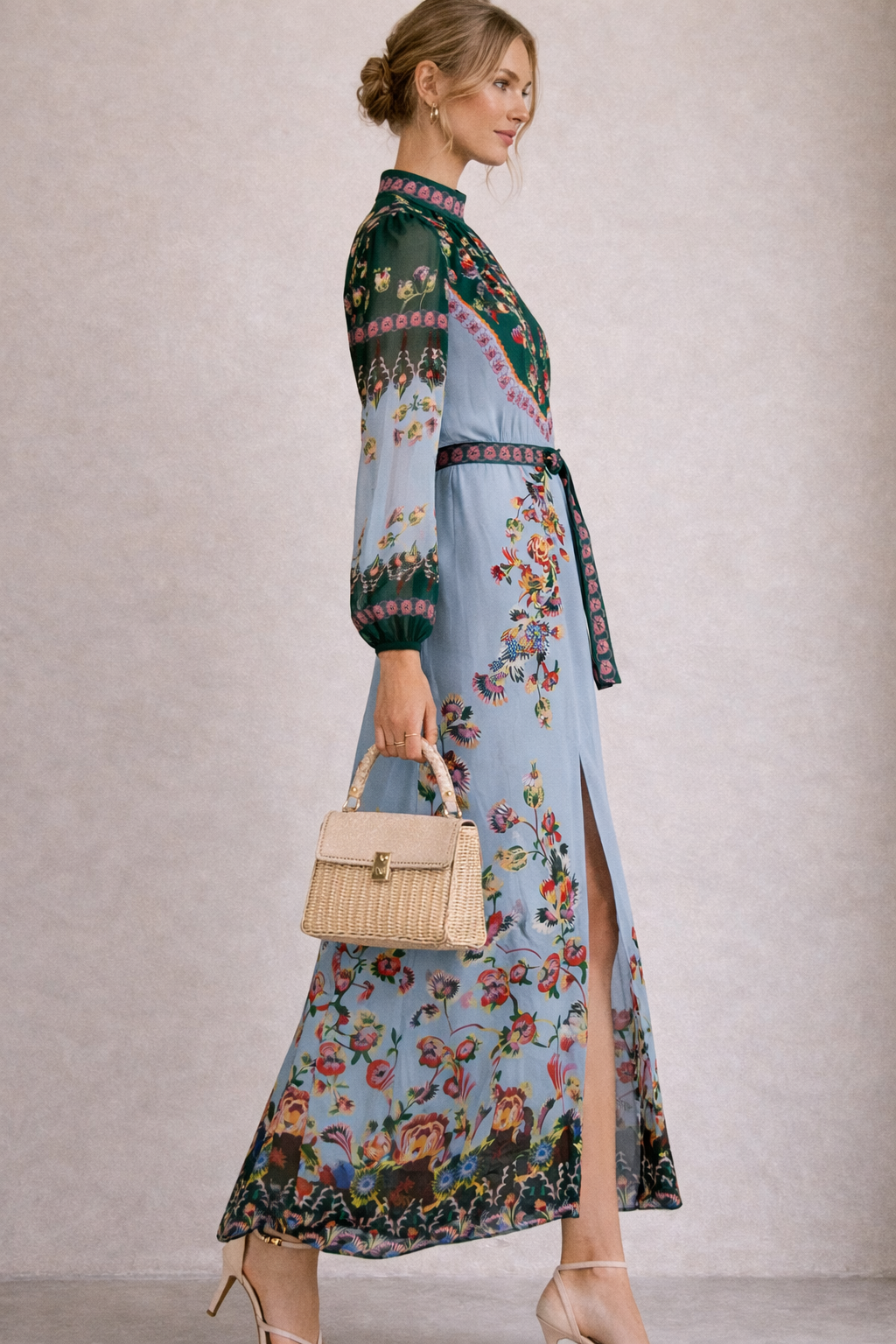Maxikleid „Blumen“ Blau | Grün | Multicolor
