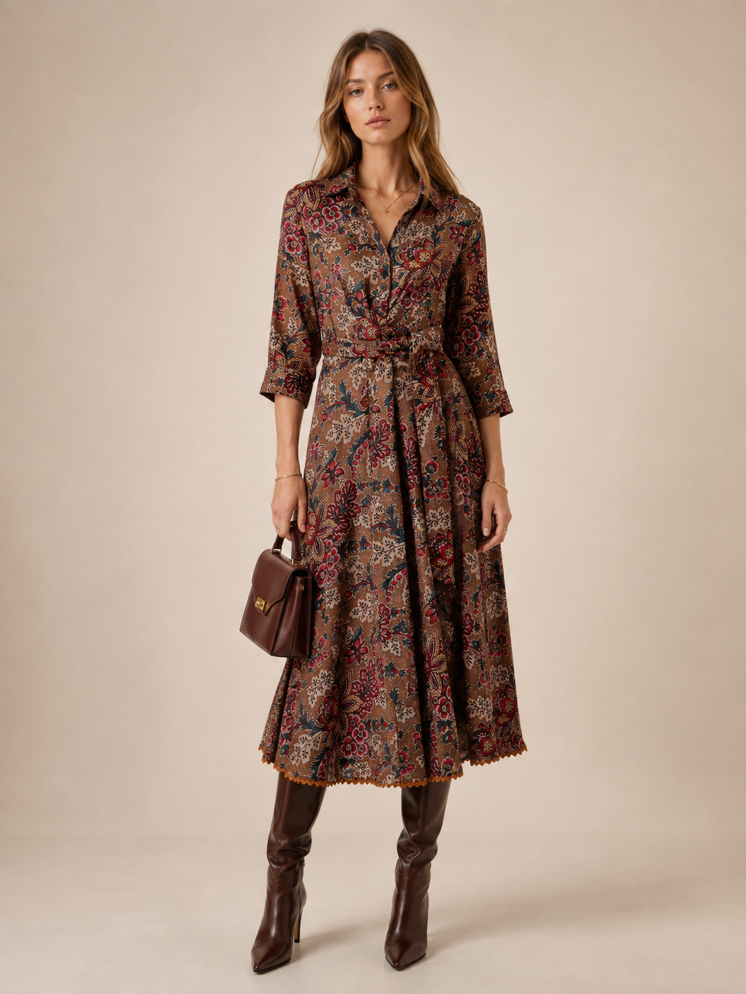 Samantha Sung Florales Wickelkleid Olivia Braun Multicolor - Editorial-Ansicht