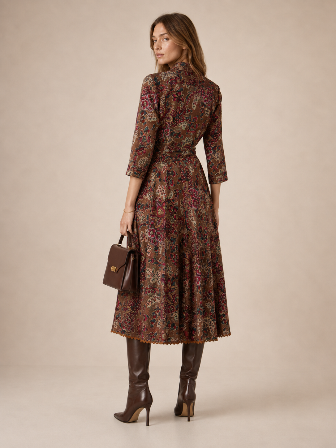 Samantha Sung Florales Wickelkleid Olivia Braun Multicolor - Textur & Detail