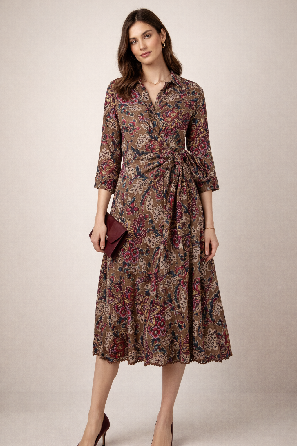 Wickelkleid „Olivia“ Braun | Multicolor