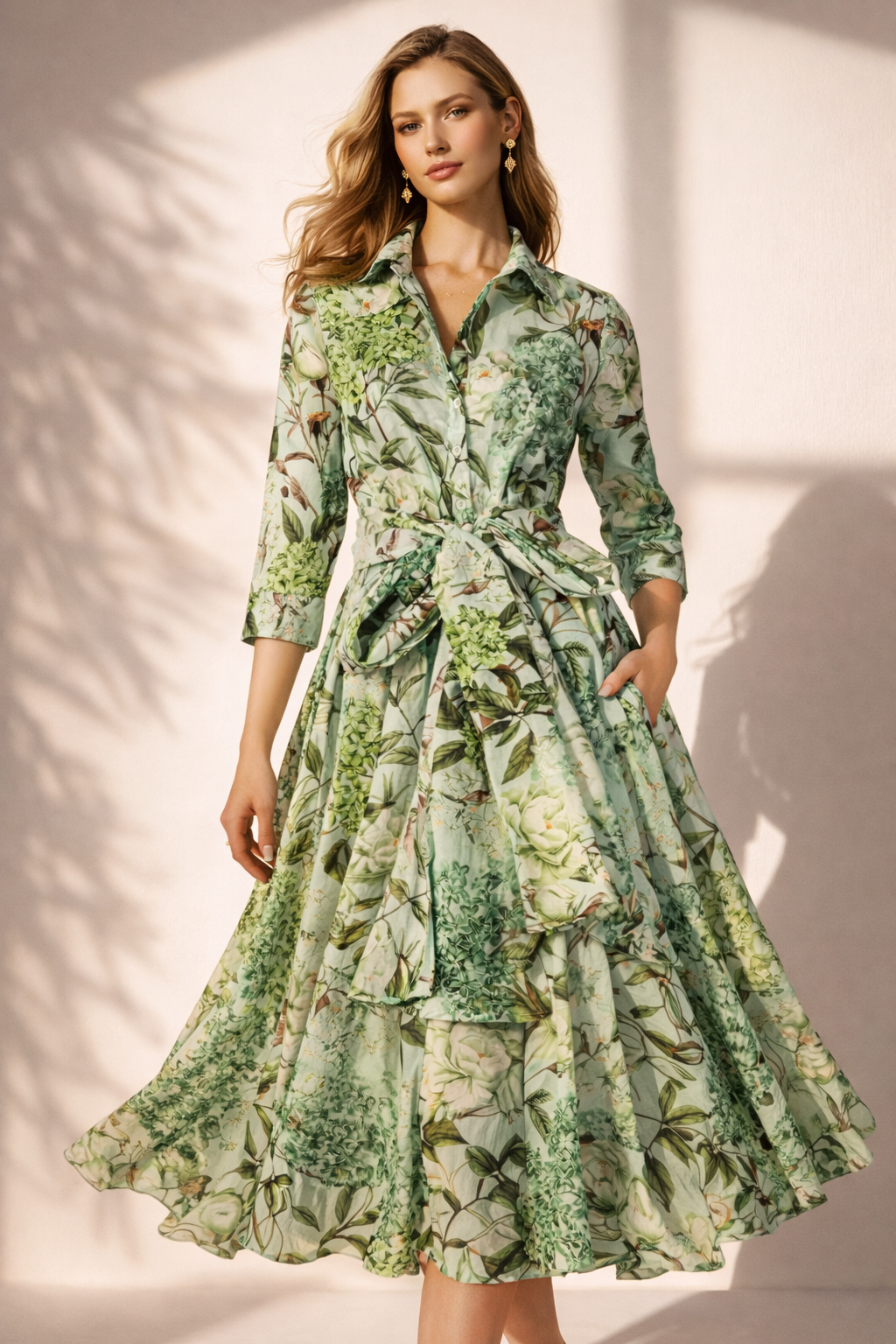 Hemdblusenkleid „Aster“ Grüntöne