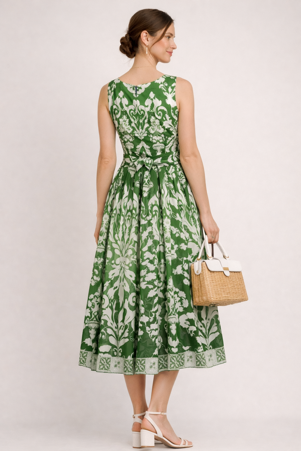 Kleid „Aster“ Grün | Weiß