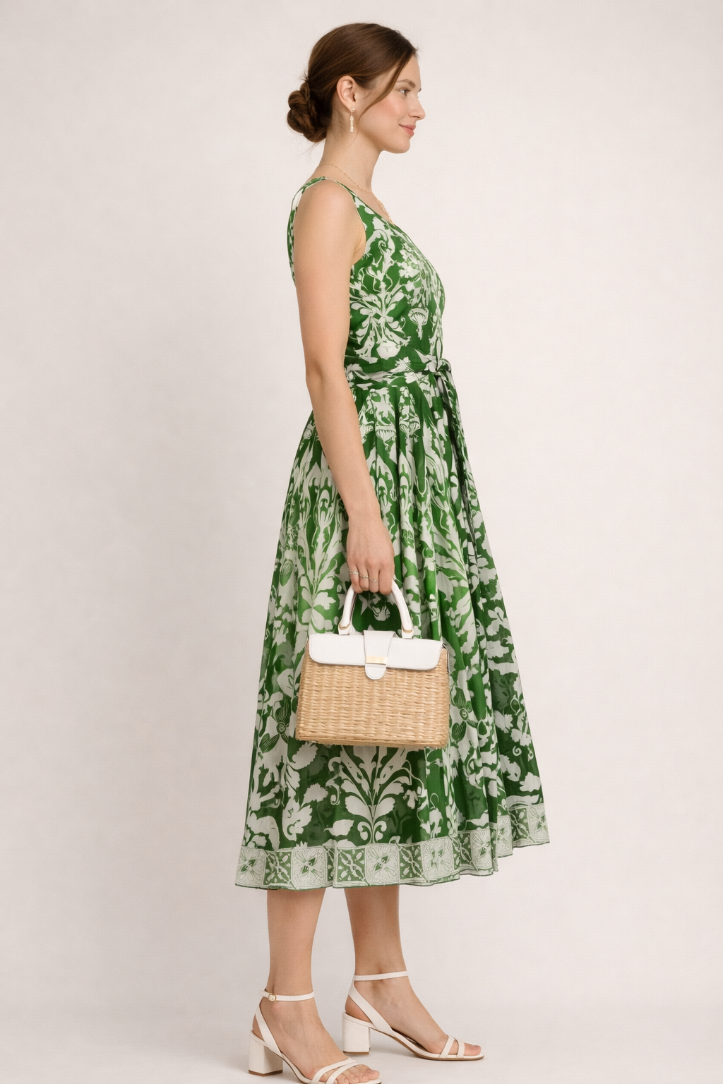 Kleid „Aster“ Grün | Weiß