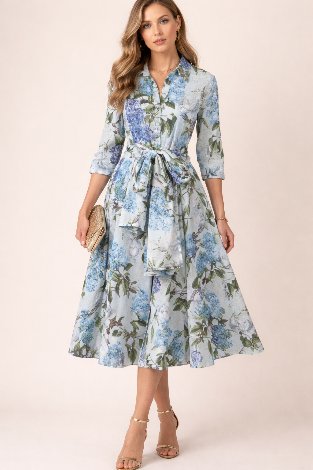 Hemdblusenkleid „Aster“ Blau | Grün | Multicolor