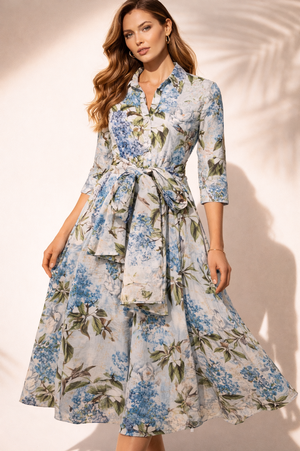 Hemdblusenkleid „Aster“ Blau | Grün | Multicolor