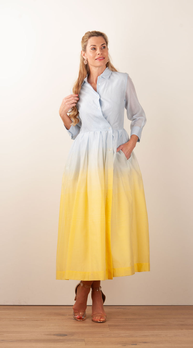 Kleid Hellblau | Gelb | Multicolor