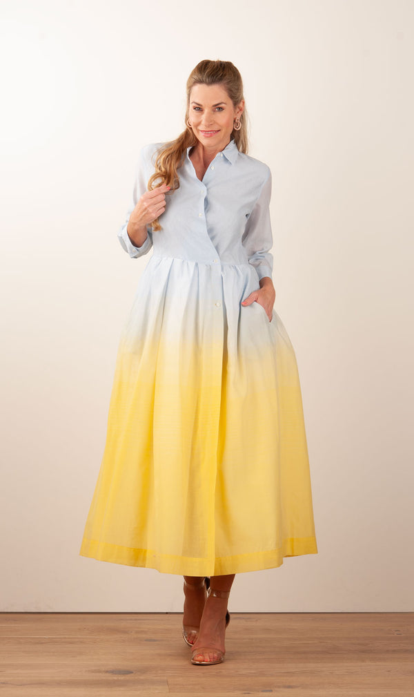 Kleid Hellblau | Gelb | Multicolor