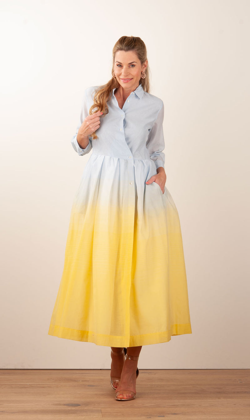 Sara Roka Kleid Hellblau | Gelb | Multicolor