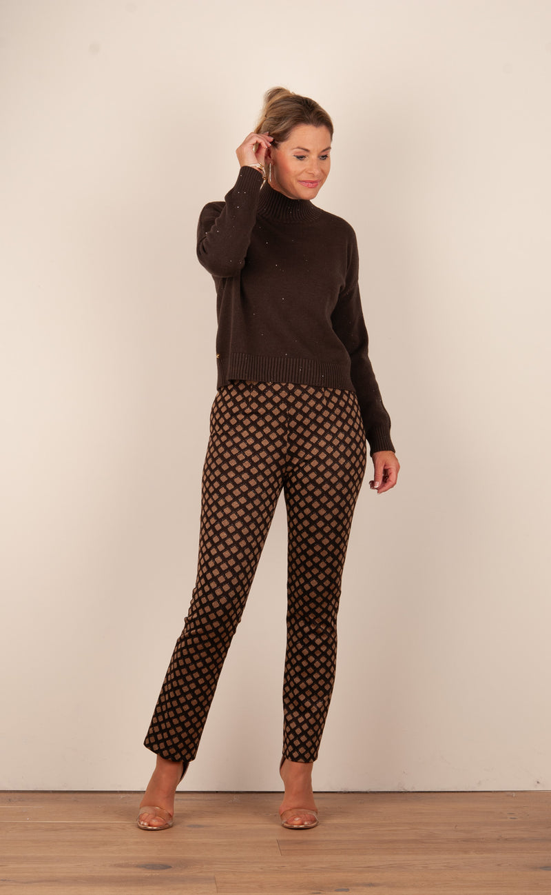 Hose „Cindessa Lurex“ Braun | Beige