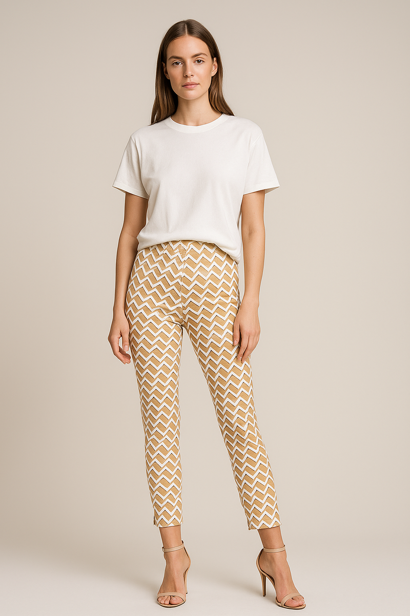 Hose „Sabrina“ Beige | Weiß