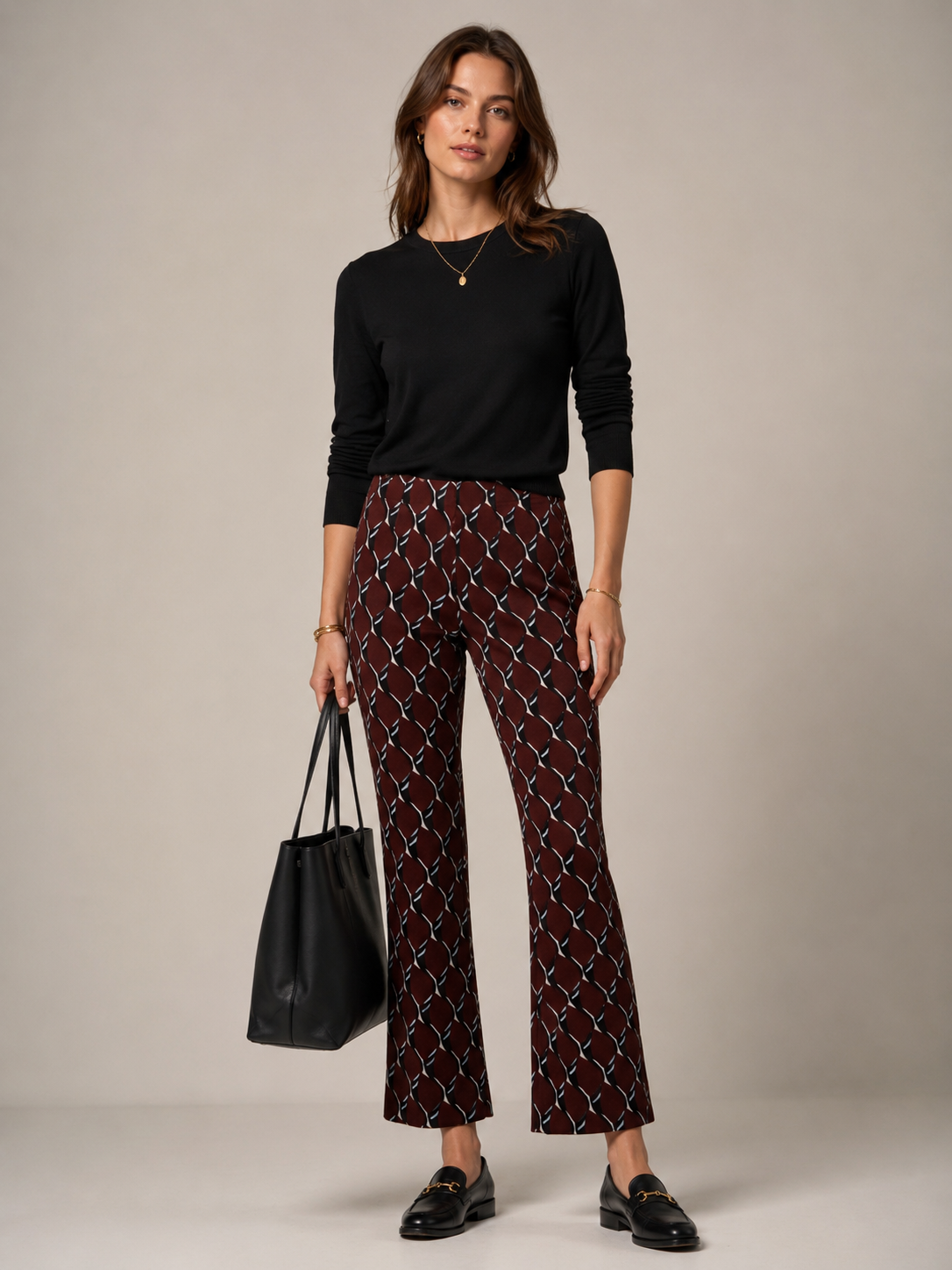Statement-Hose „Cindy“ Barolo | Schwarz | Weiß | Hellblau