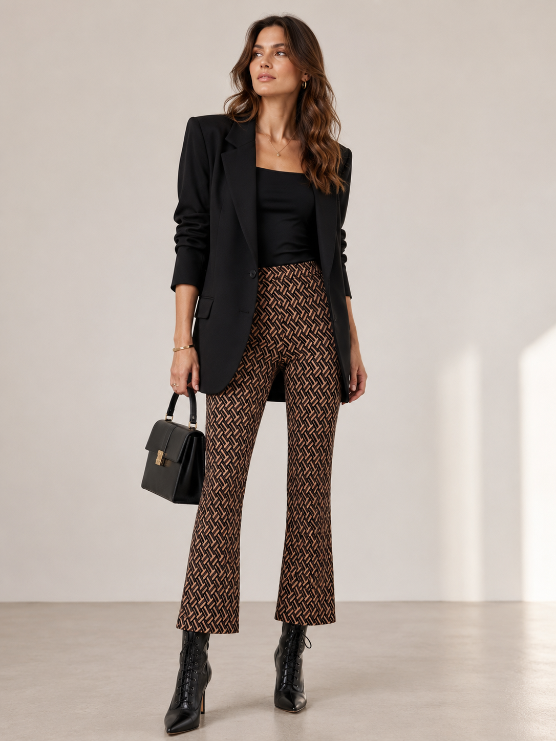 Statement-Hose „Cindy“ Camel | Braun | Schwarz