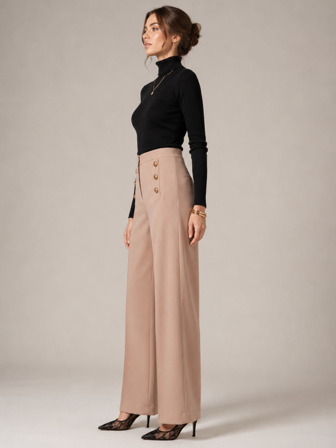 Statement-Hose „Bridget“ Puderbeige