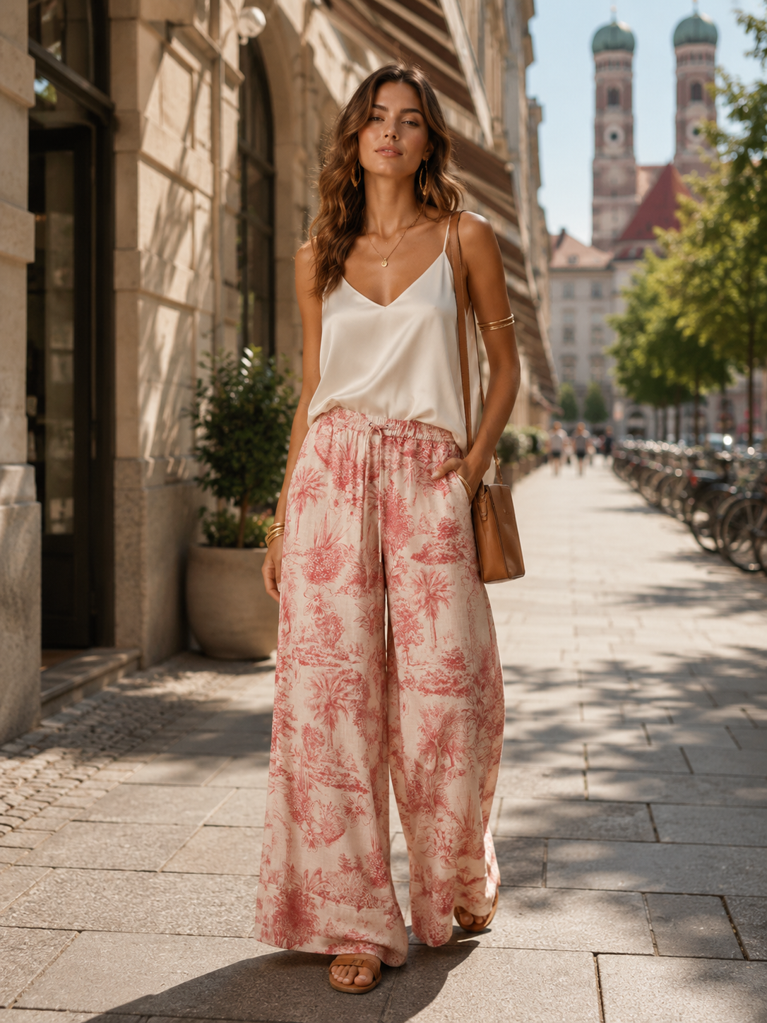 Wide-Leg-Hose „Violetta“ Creme | Rot