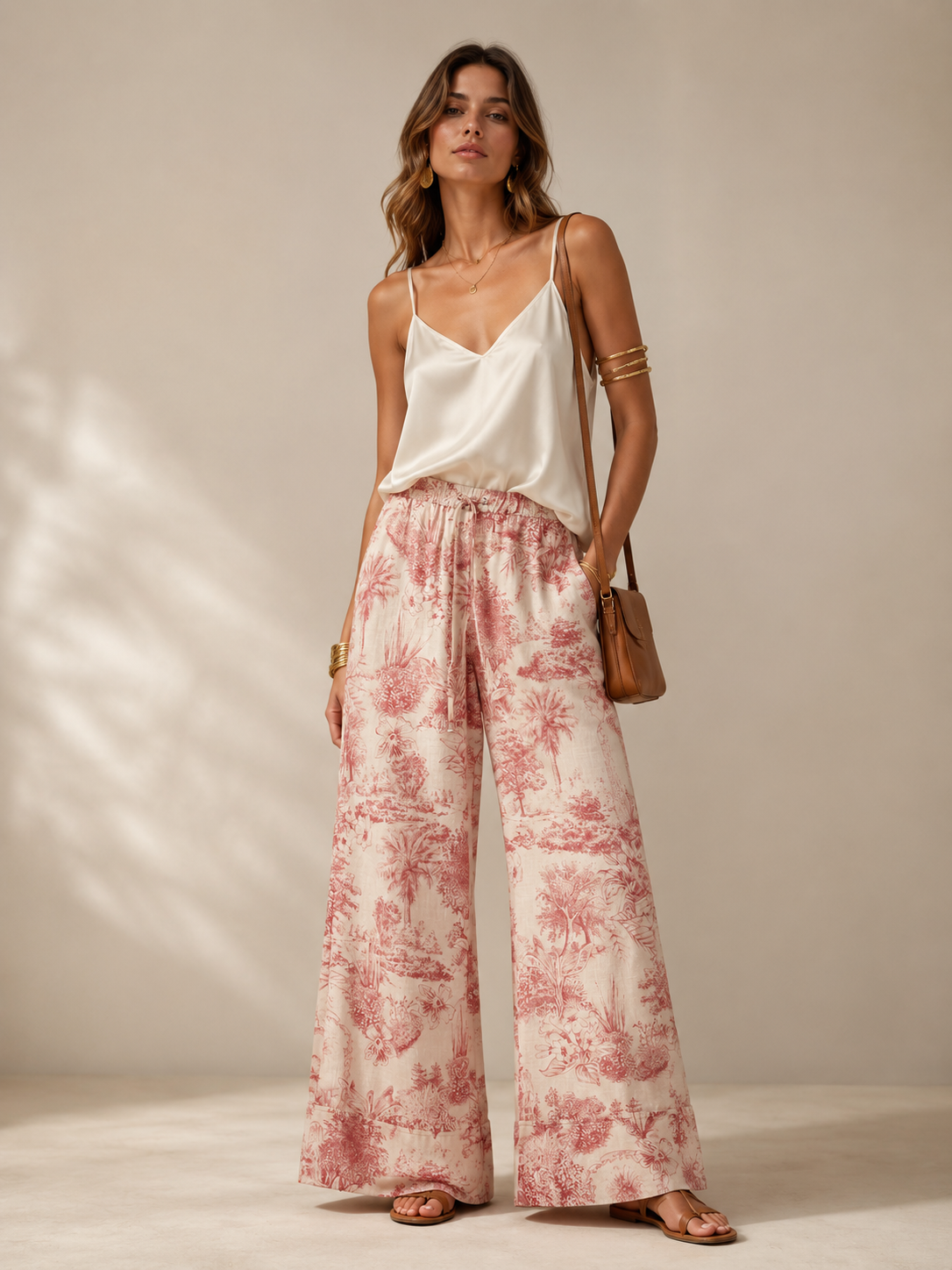 Wide-Leg-Hose „Violetta“ Creme | Rot