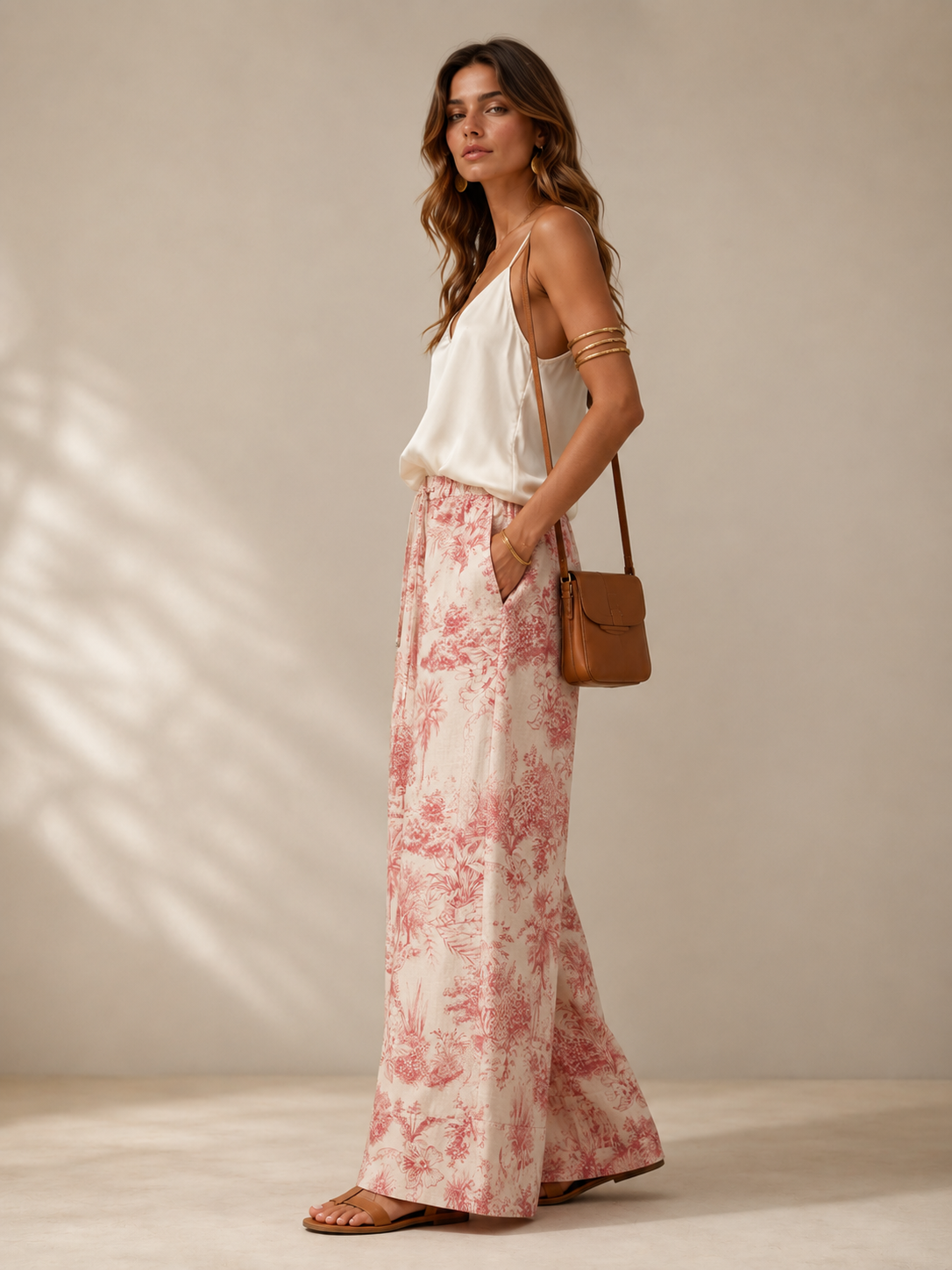 Wide-Leg-Hose „Violetta“ Creme | Rot