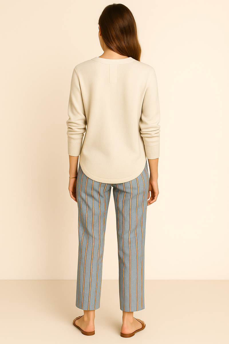 Hose „Nanette Streifen“ Blau | Beige | Weiß