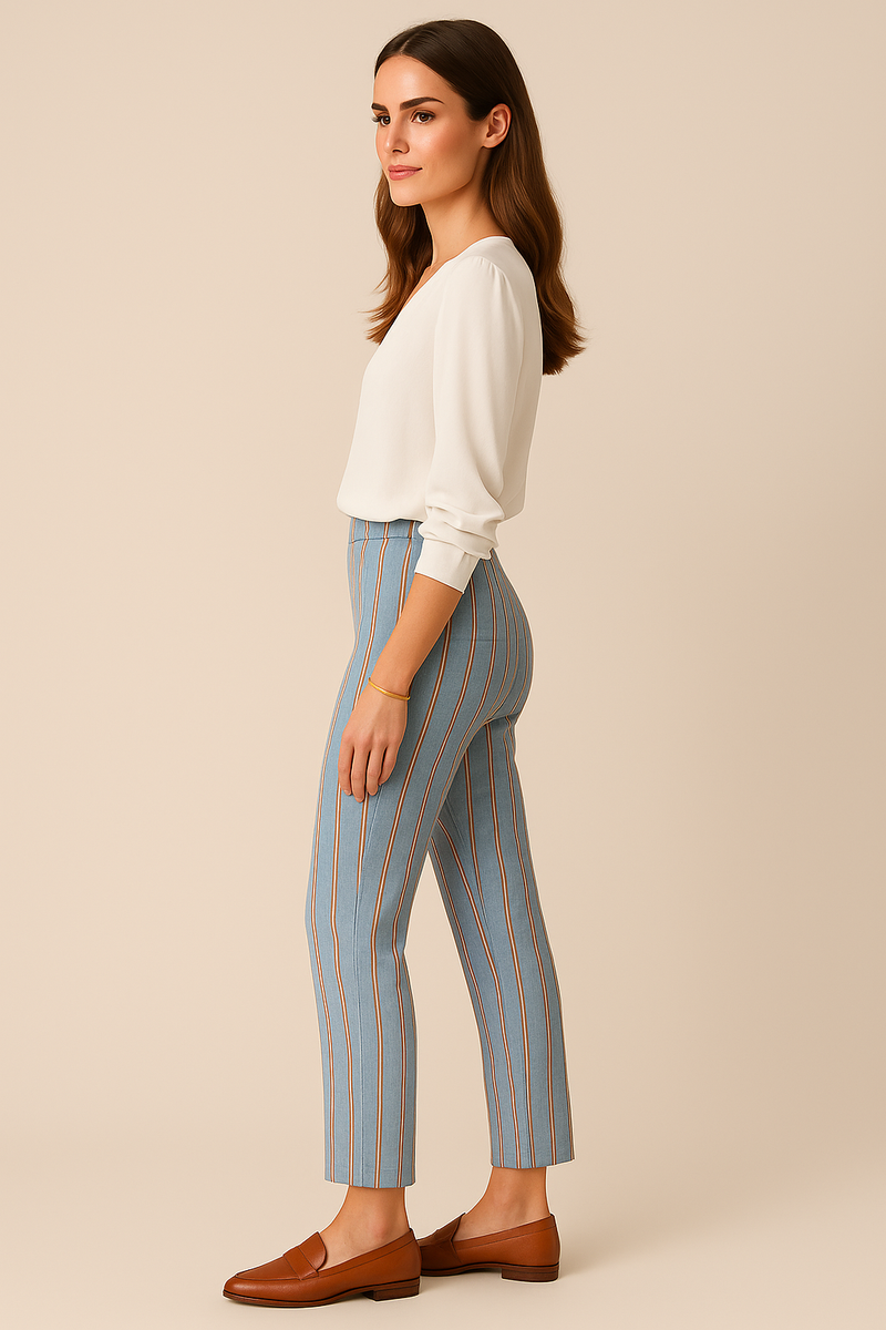 Hose „Nanette Streifen“ Blau | Beige | Weiß