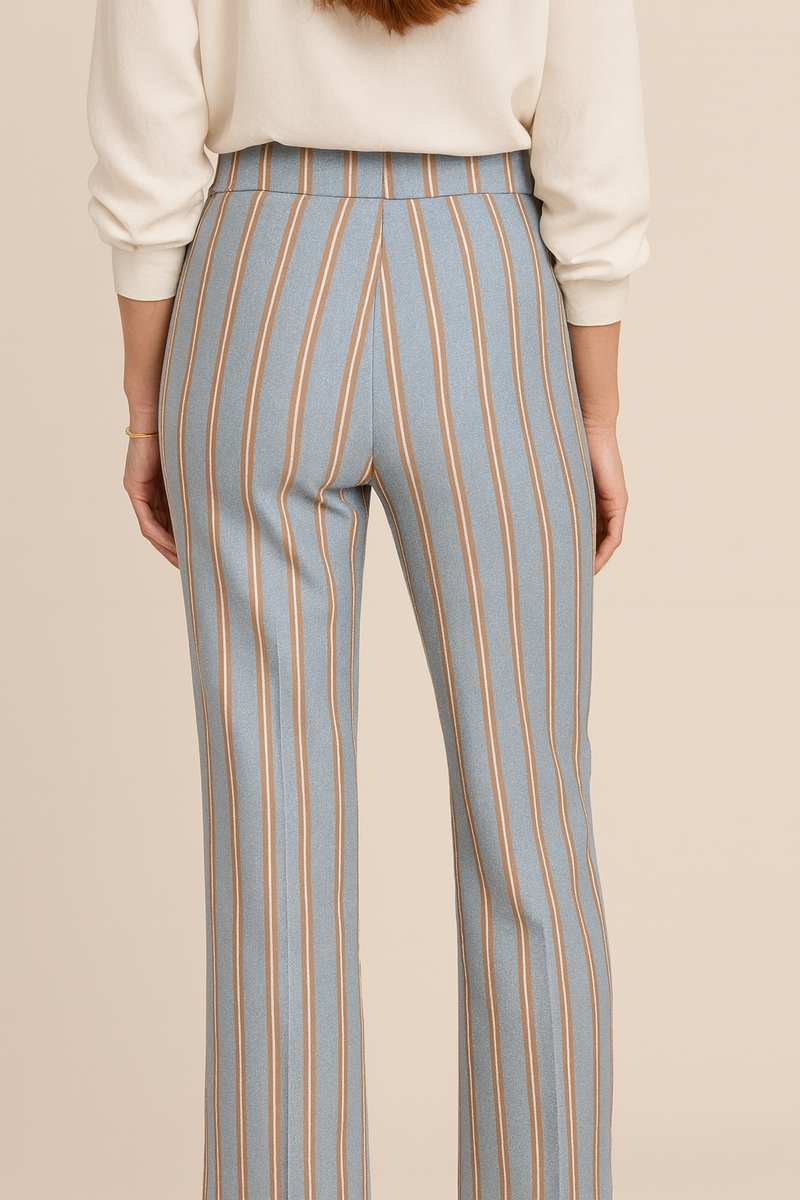 Hose „Nanette Streifen“ Blau | Beige | Weiß