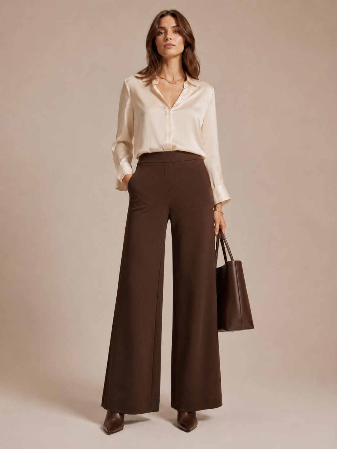 Wide-Leg-Hose „Naley“ Schokobraun