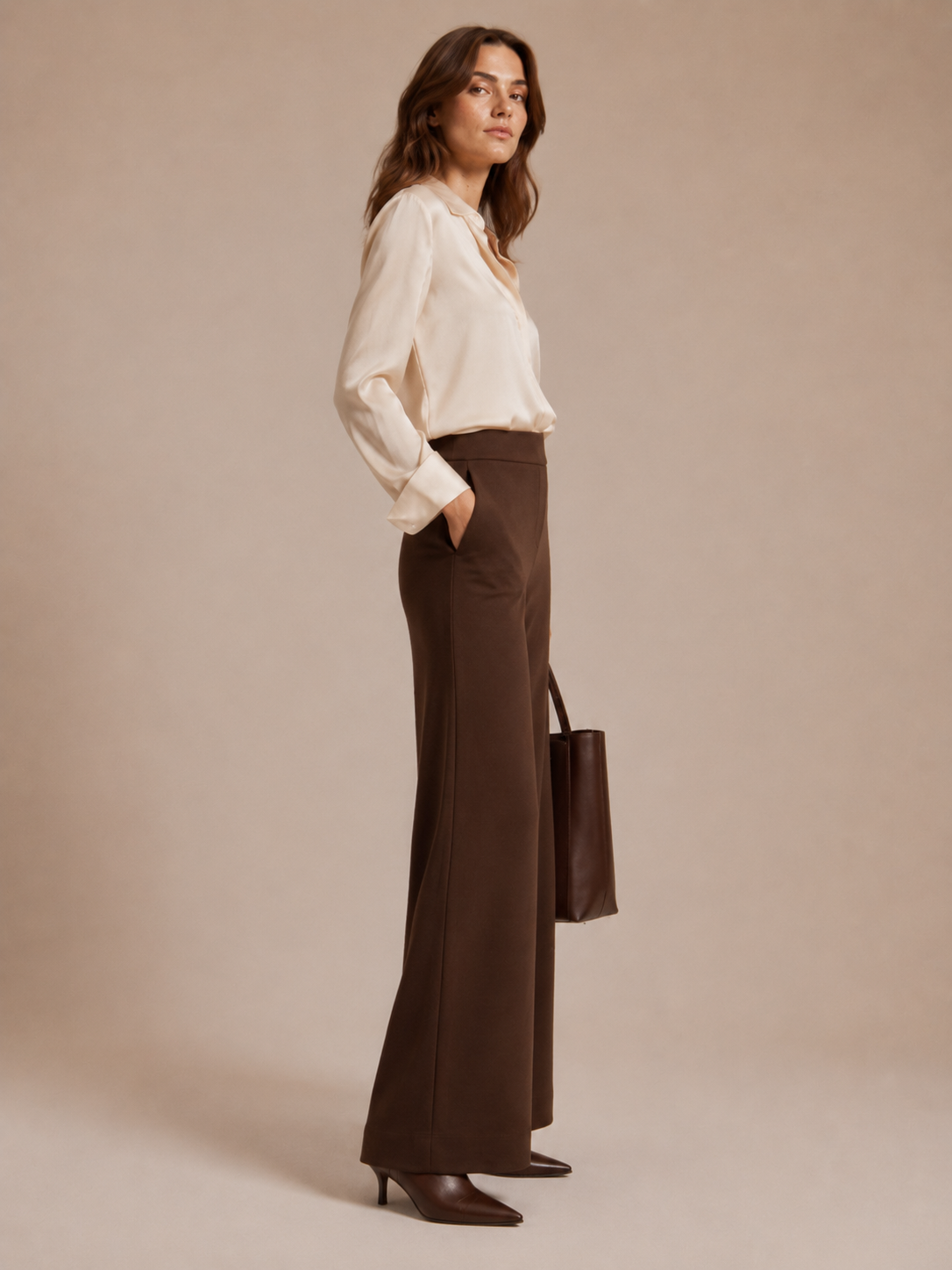 Wide-Leg-Hose „Naley“ Schokobraun