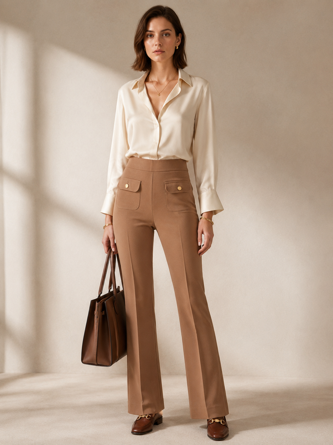 Hose „Nanette Gold“ Beige