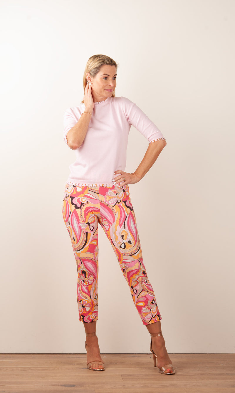 Hose „Capri“ Pink | Beige | Multicolor