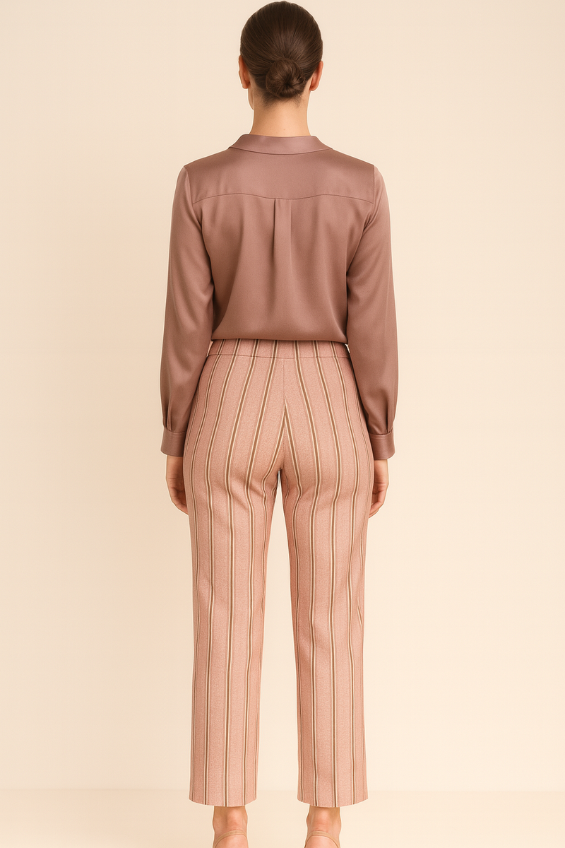 Hose „Nanette Streifen“ Rosa | Beige | Weiß