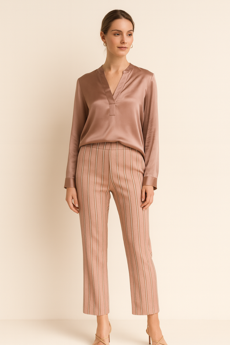 Hose „Nanette Streifen“ Rosa | Beige | Weiß