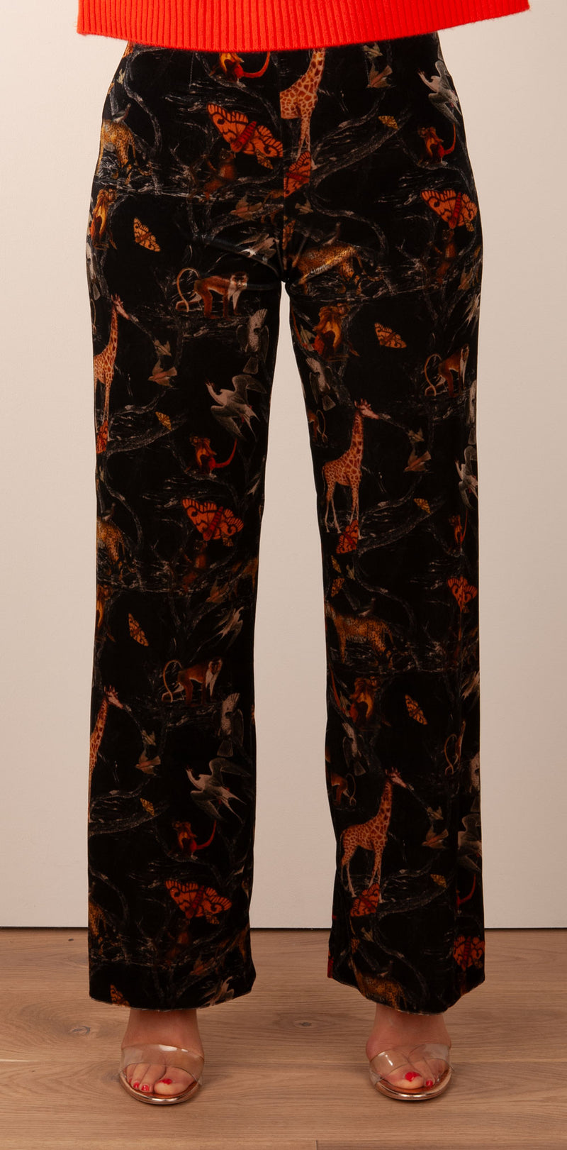 Samt Hose „Kimberly“ Schwarz | Multicolor