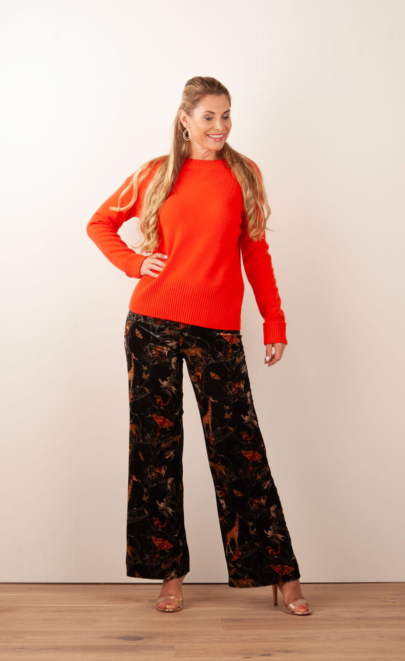 Samt Hose „Kimberly“ Schwarz | Multicolor