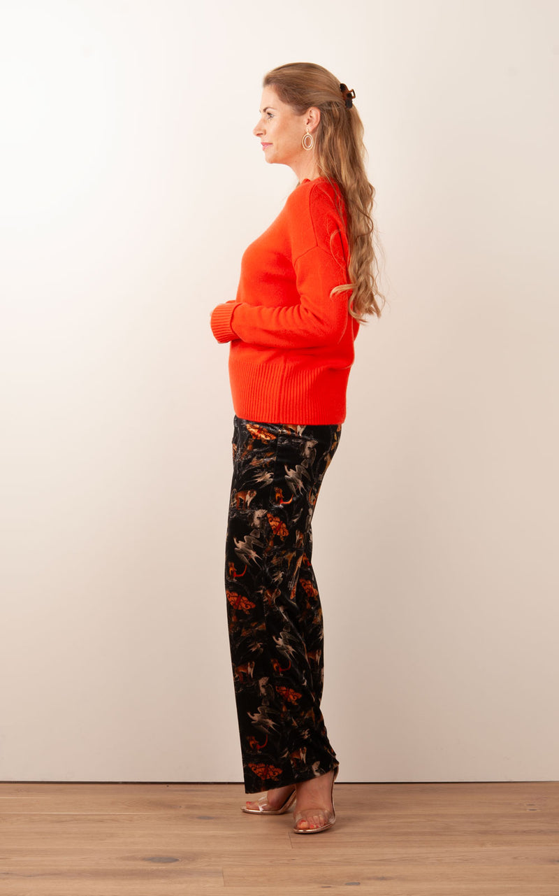 Samt Hose „Kimberly“ Schwarz | Multicolor