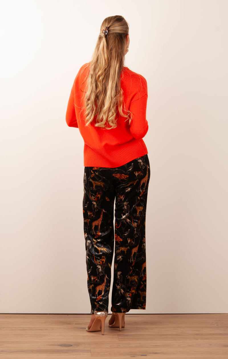Samt Hose „Kimberly“ Schwarz | Multicolor
