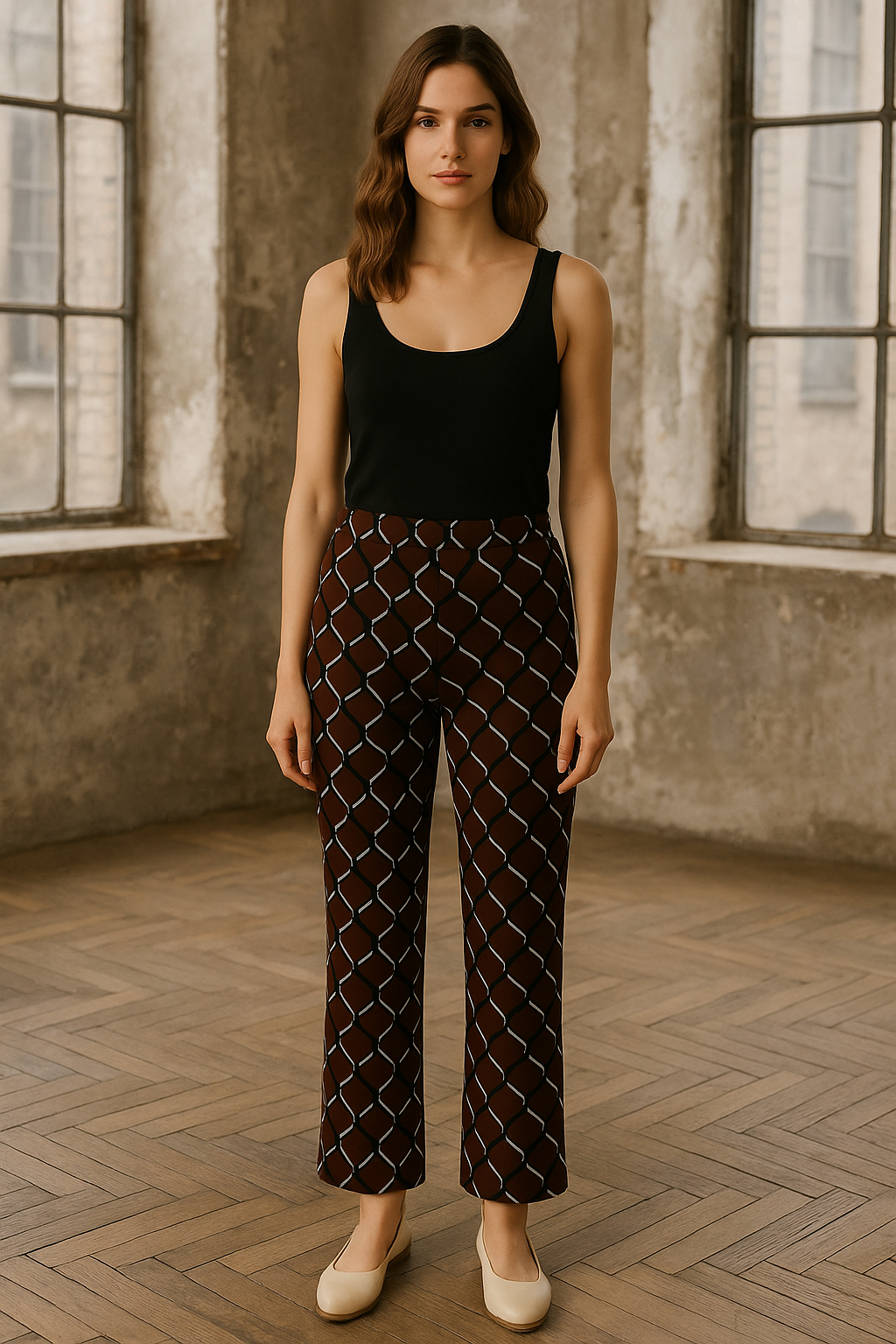 Hose „Cindy Wave“ Barolo | Schwarz | Weiß | Hellblau