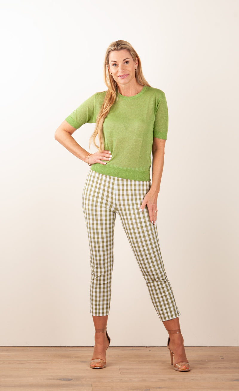 Hose „Capri“ Grün | Weiß