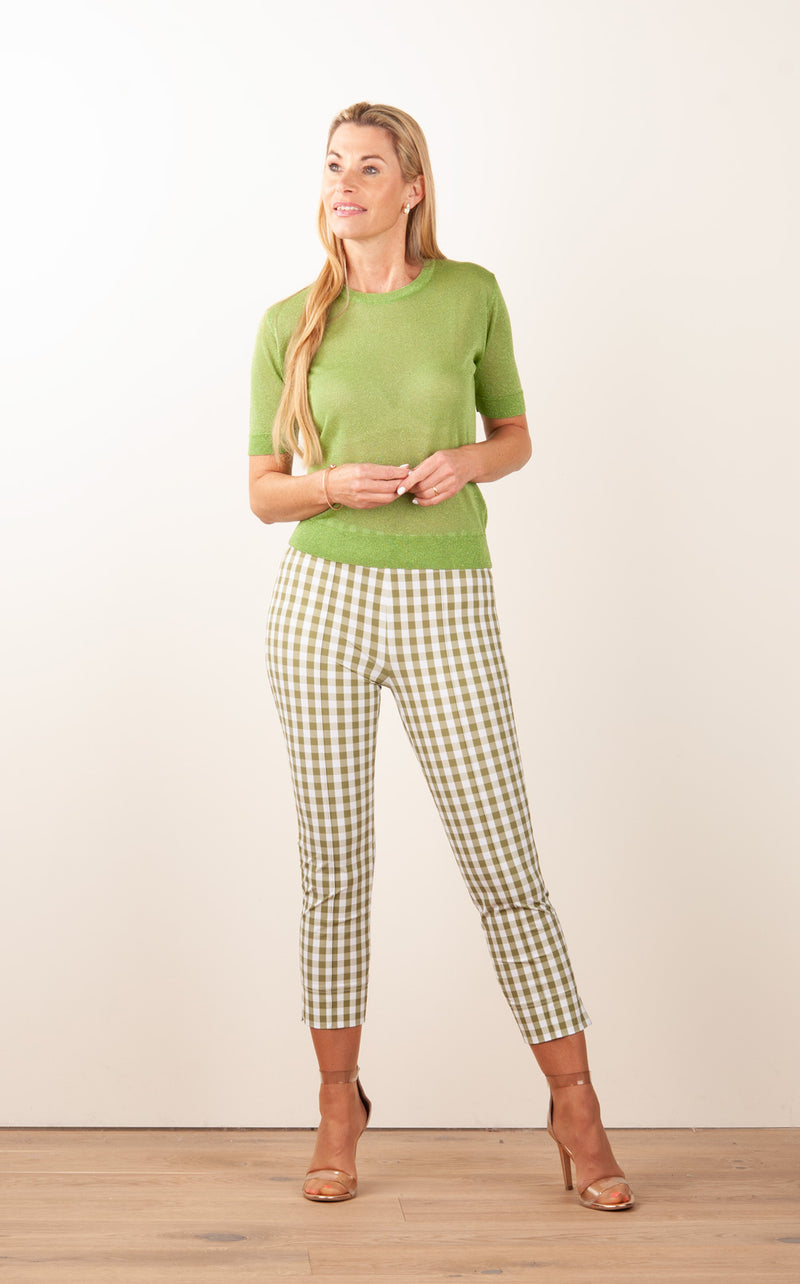 Hose „Capri“ Grün | Weiß